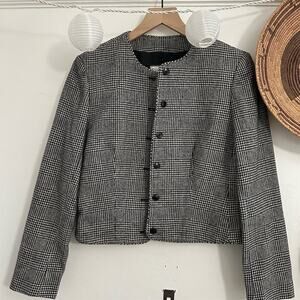 Pendleton Women's Vintage Wool Overcoat M Black Houndstooth Formal Jacket